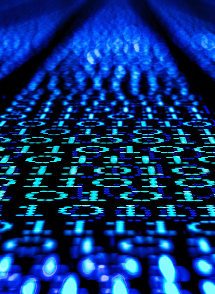 A close up digital rendering of binary code.