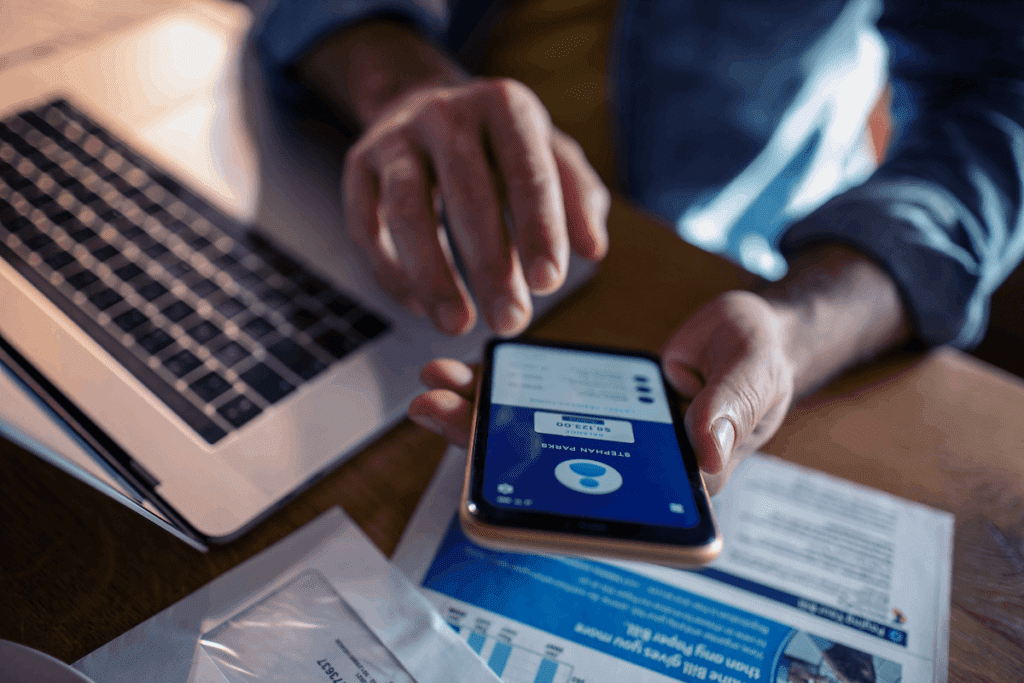 phone payment on laptop
